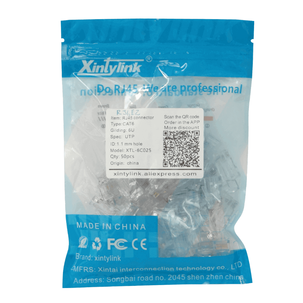 Conectores RJ45 XINTYLINK CAT6 UTP Bolsa 50 Orificios 1.1mm 3