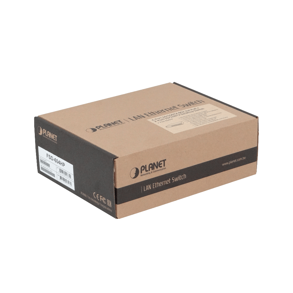 PLANET 6-100(4-PoE+af/at) Extend-250mt 60W-tot Switch no-Admin no-Rack 4