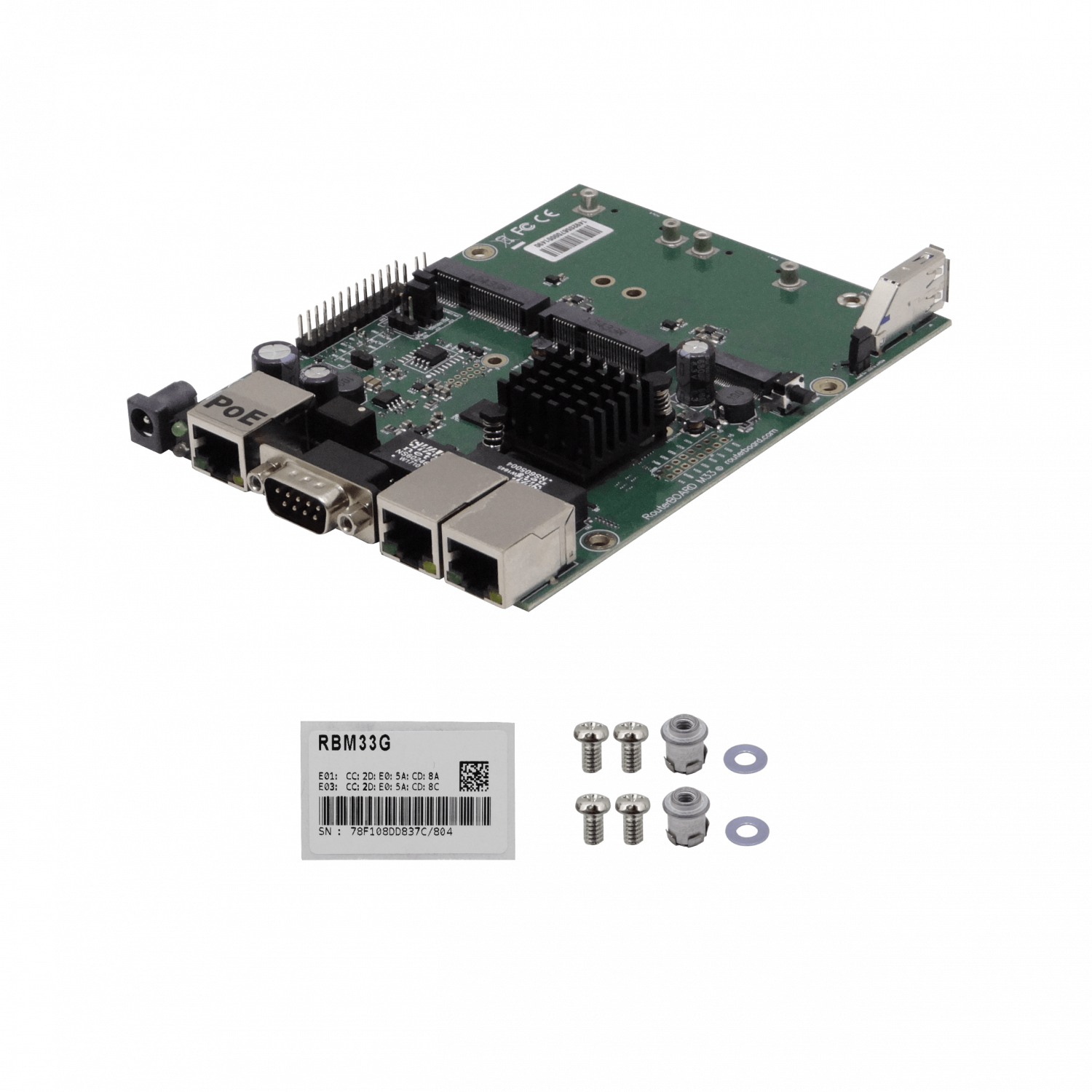 RouterBoard MikroTik RBM33G - x3 Puertos Ethernet, x2 miniPCIe, CPU Dual-Core 880MHz, 256MB RAM 1