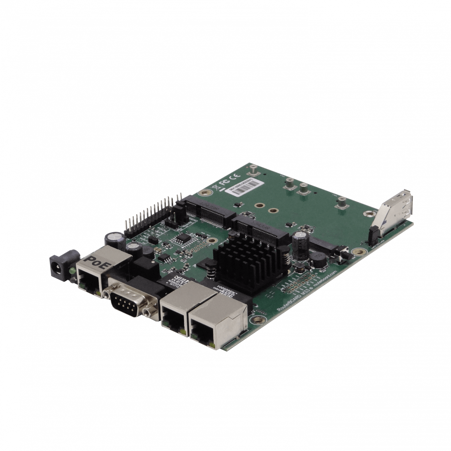 RouterBoard MikroTik RBM33G - x3 Puertos Ethernet, x2 miniPCIe, CPU Dual-Core 880MHz, 256MB RAM 5