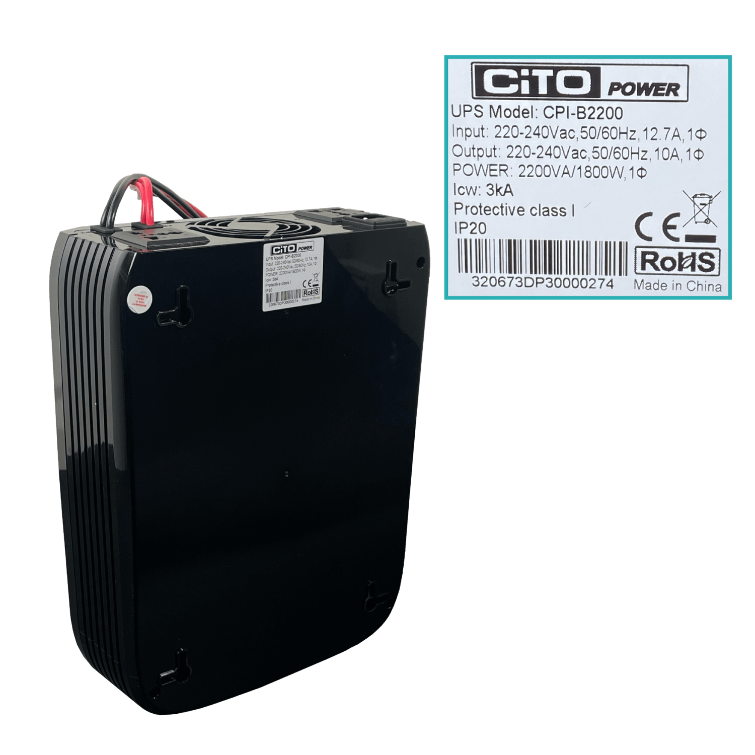 Inversor CITO CPI-B2000 1800W, 90-280VAC, Onda Modificada, 24VDC, UPS Requiere Batería 1