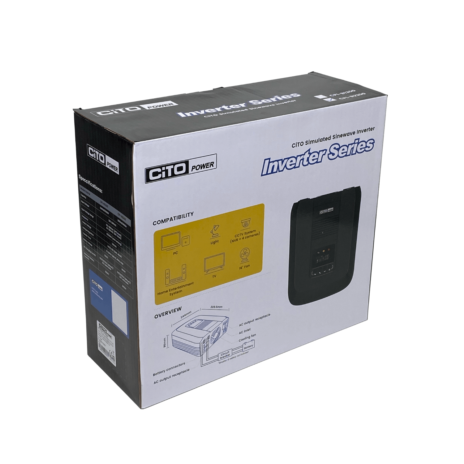 Inversor CITO CPI-B2000 1800W, 90-280VAC, Onda Modificada, 24VDC, UPS Requiere Batería 2