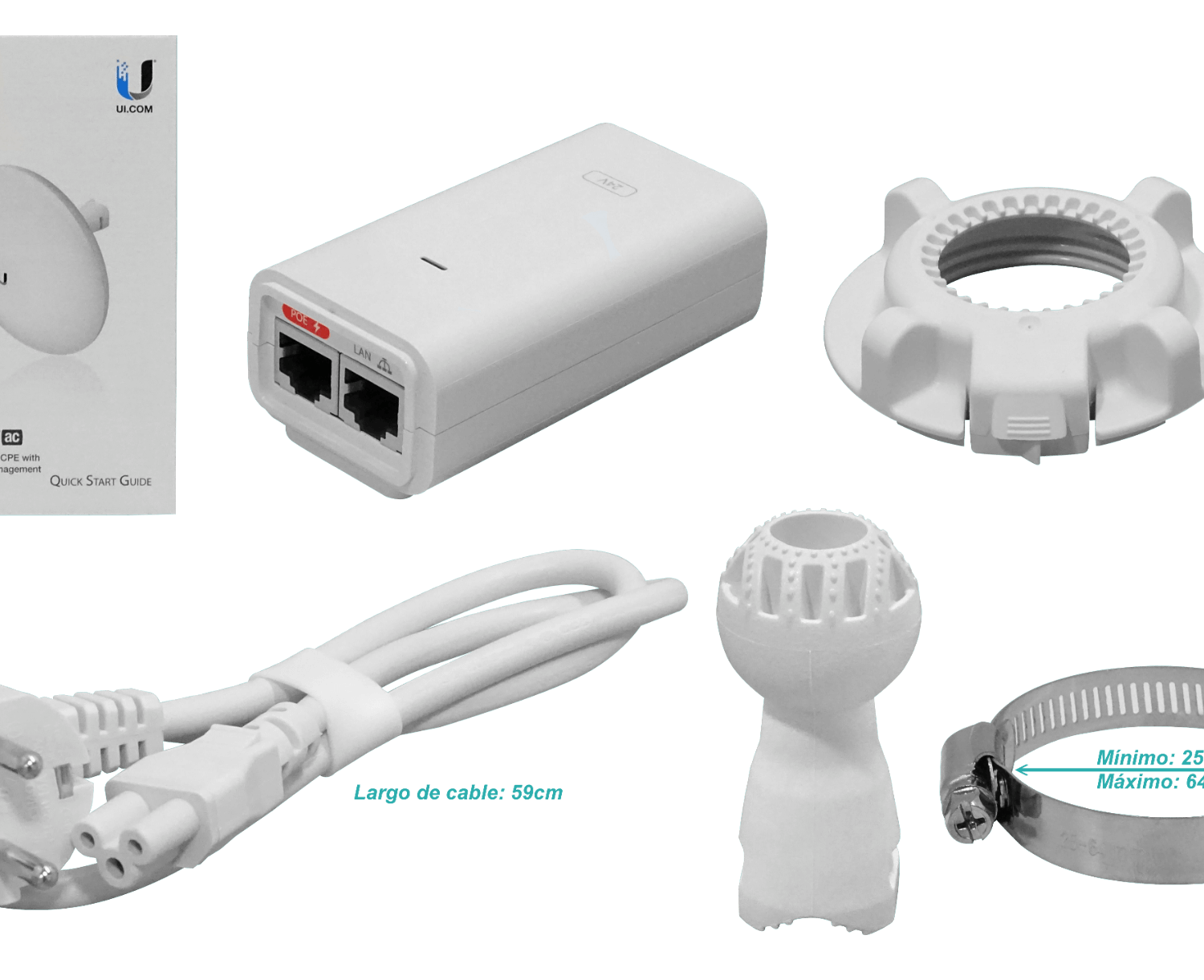 UBIQUITI AC 2,4GHz 13dBi 27dBm 1-1000-RJ45 inc-PoE24V-12W 2x2 NanoBeam 1
