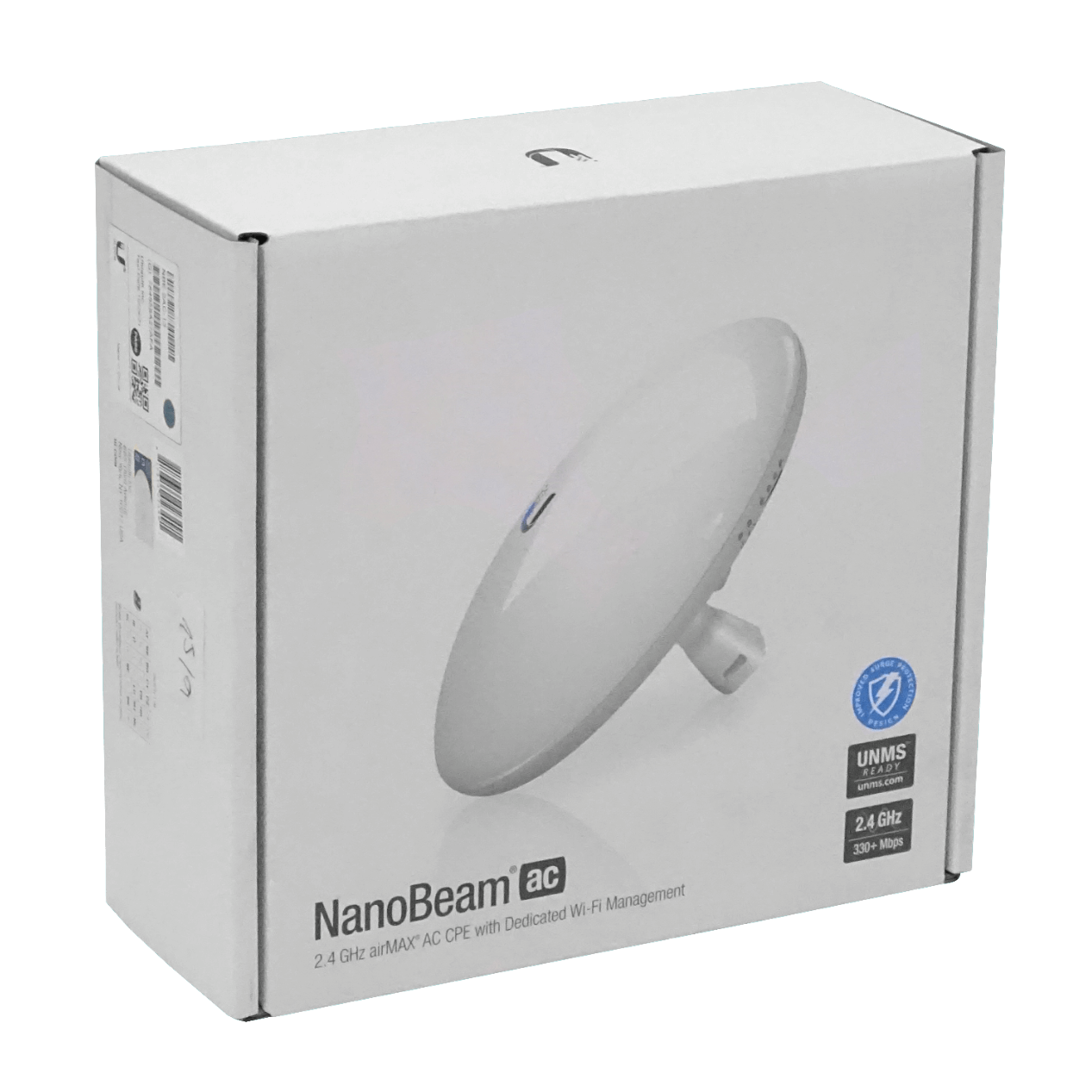 UBIQUITI AC 2,4GHz 13dBi 27dBm 1-1000-RJ45 inc-PoE24V-12W 2x2 NanoBeam 5