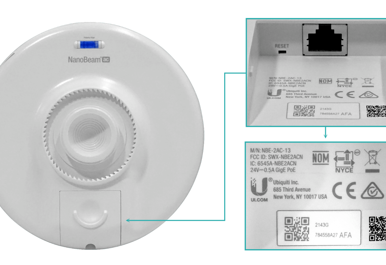 UBIQUITI AC 2,4GHz 13dBi 27dBm 1-1000-RJ45 inc-PoE24V-12W 2x2 NanoBeam 6