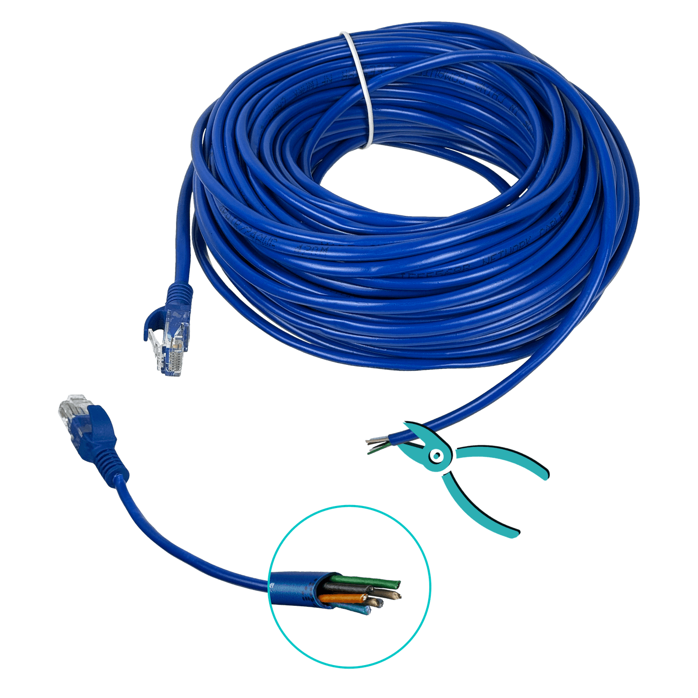 Cable Patch Genérico Cat5e 30mt Azul CCA Inyectado 3