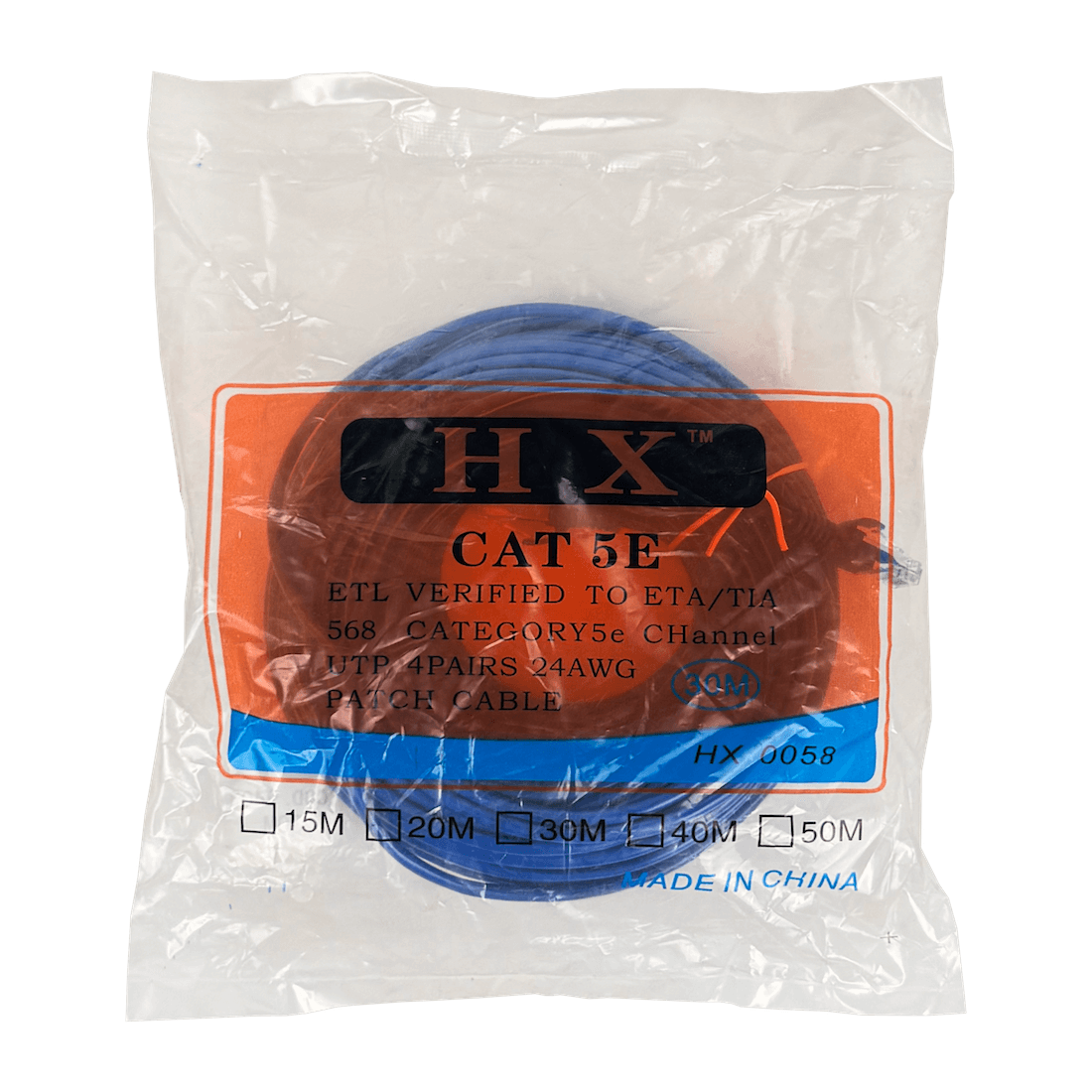 Cable Patch Genérico Cat5e 30mt Azul CCA Inyectado 5