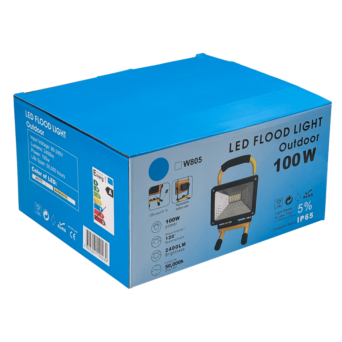 Proyector LED LP100W 100W Luz Blanca IP65 con Batería Recargable 2