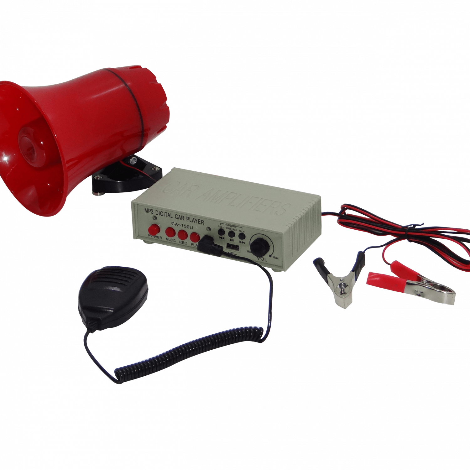 Megáfono MP3 USB 25W para Auto, Grabación 120s, Micrófono 3.5mm 1
