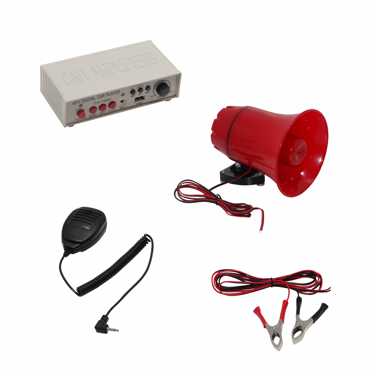 Megáfono MP3 USB 25W para Auto, Grabación 120s, Micrófono 3.5mm 3