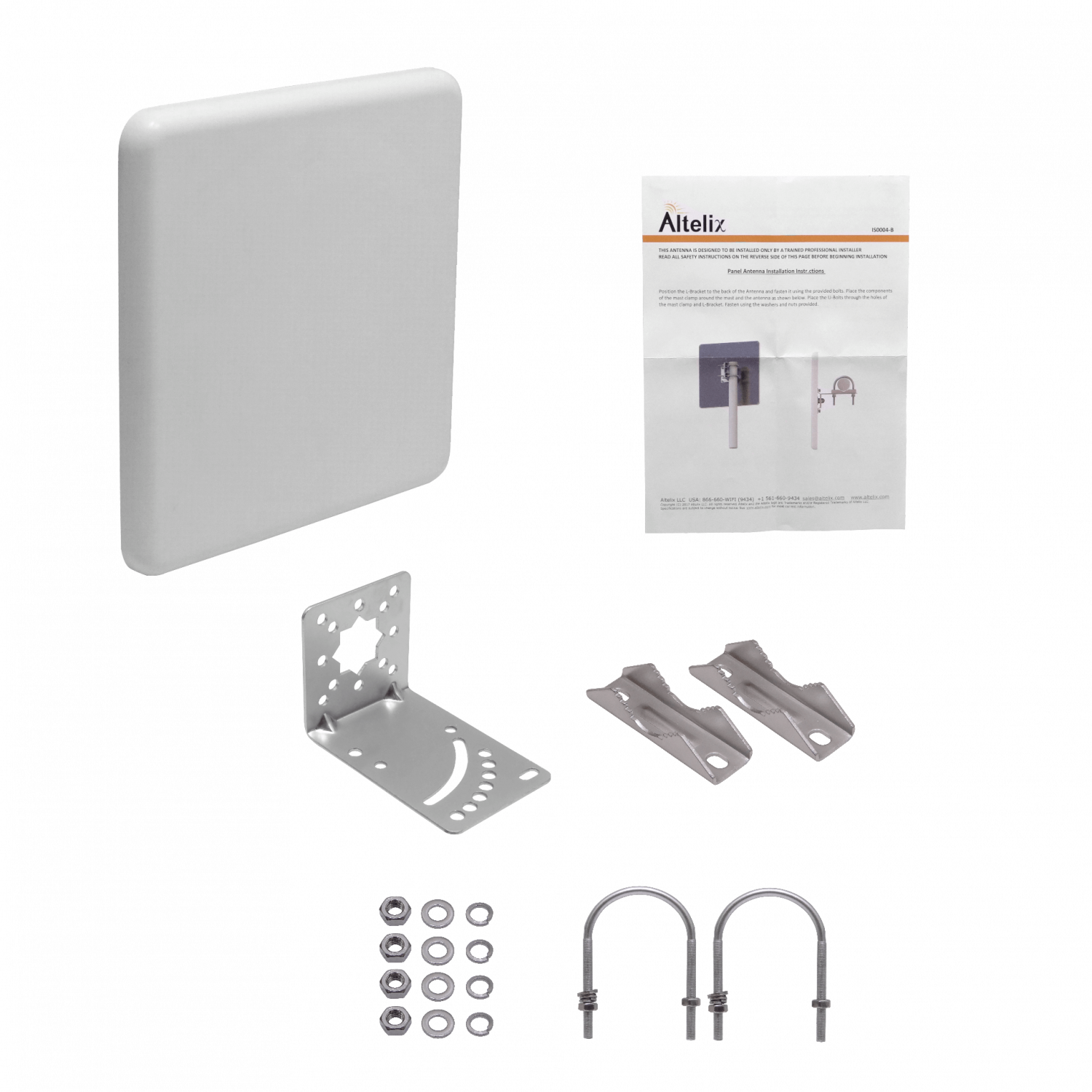 Antena Panel DualPol ALTELIX AP3437G18M2-NF 3,4-3,7GHz 18dBi 15x15° 2x2 N-Hembra 307x307mm 4