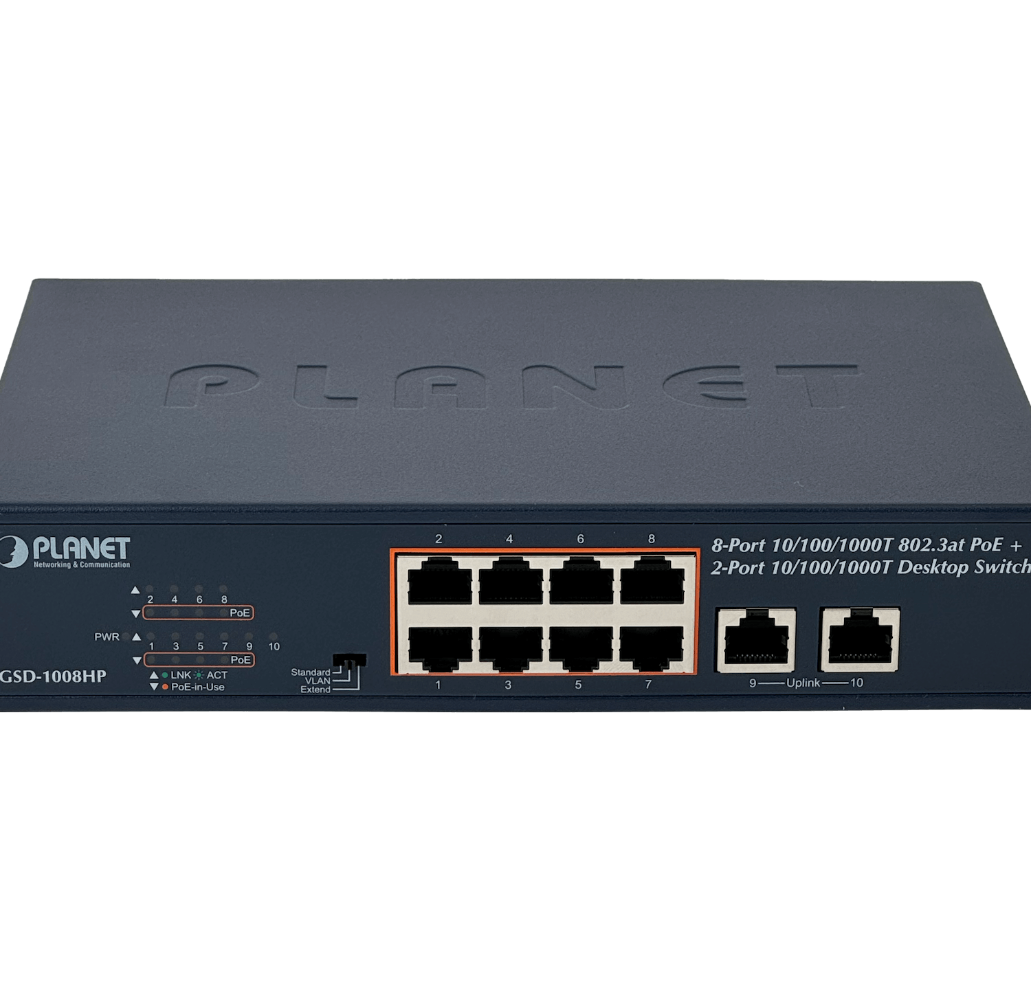 PLANET 10-1000(8-PoE+af/at) 120W-tot Switch no-Admin Rack-10p Rack-19p 5