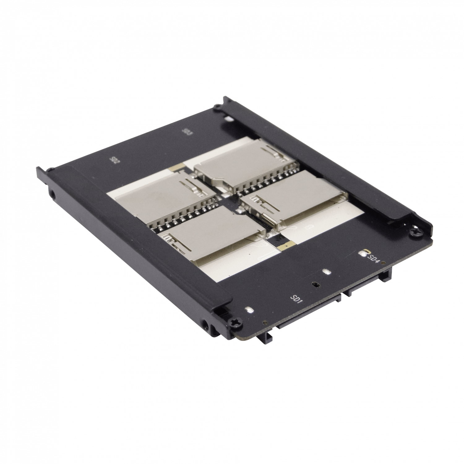 Adaptador 4-SD a 1-SATA-2.5 7+15 emula-Disco-Duro 7mm max-4x128GB 2
