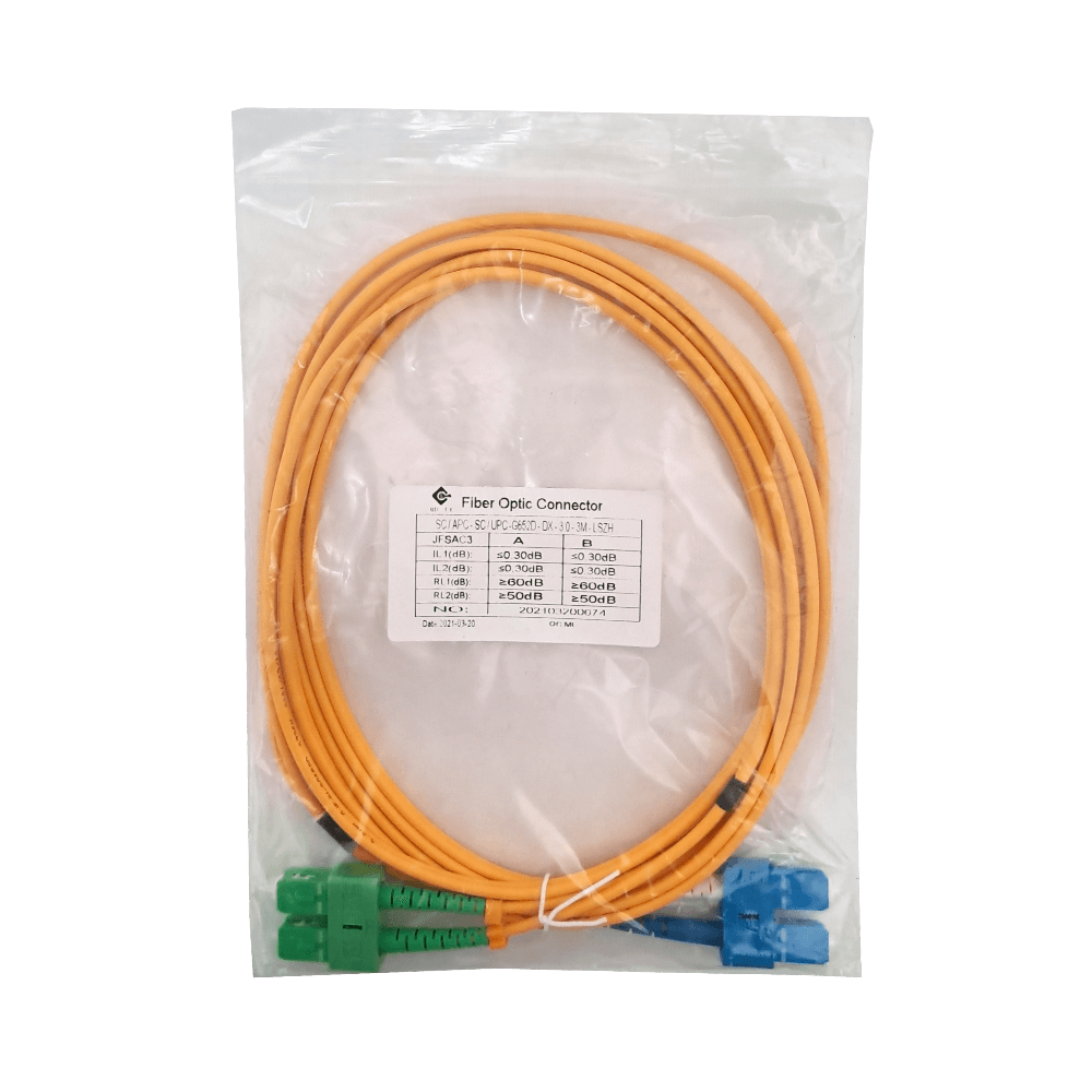 3mt SC/APC-SC/UPC MonoModo SM Duplex Jumper Cable Fibra 3mm 3