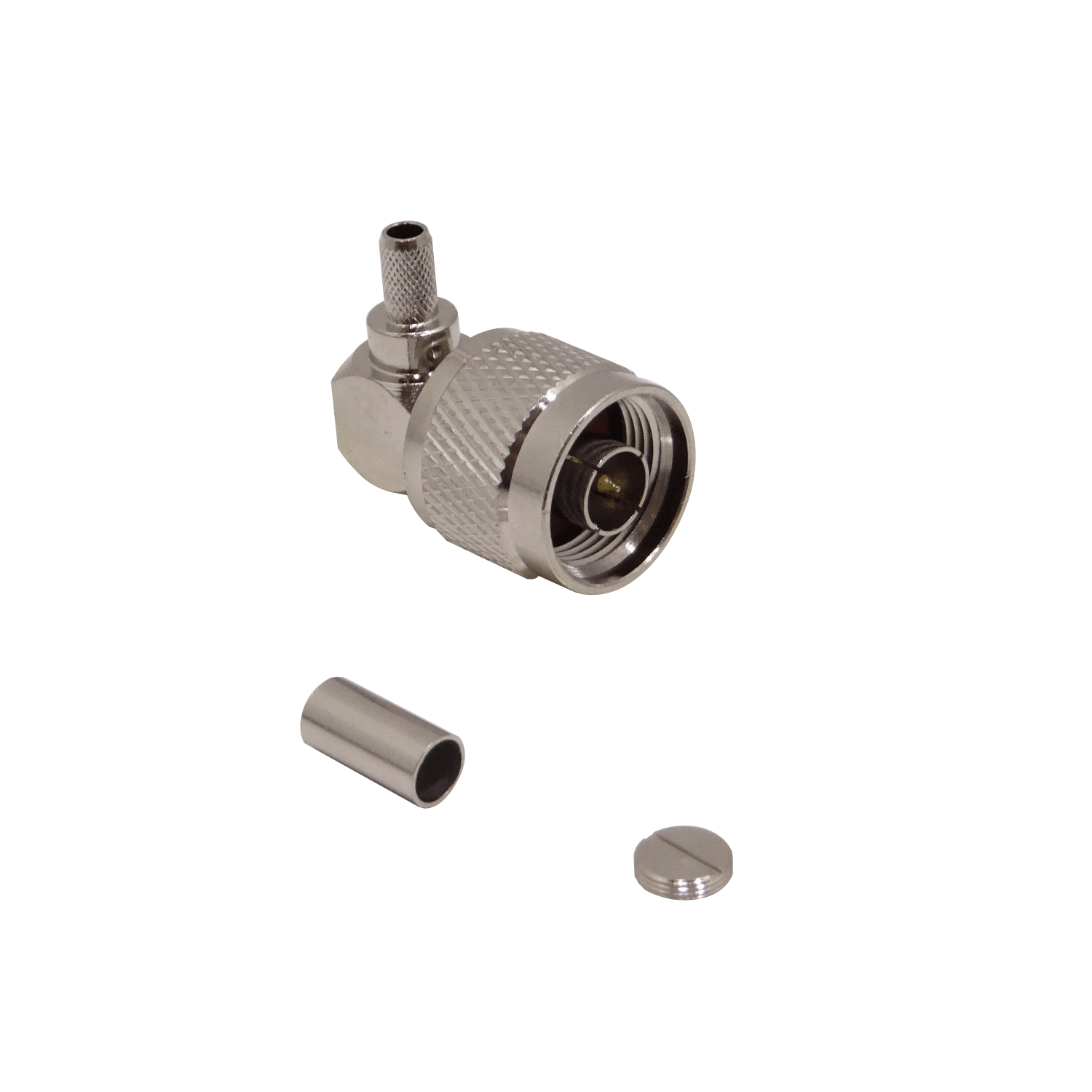 N-Macho 90-Grados LMR195 Conector Crimpeable RG58 RG142 5