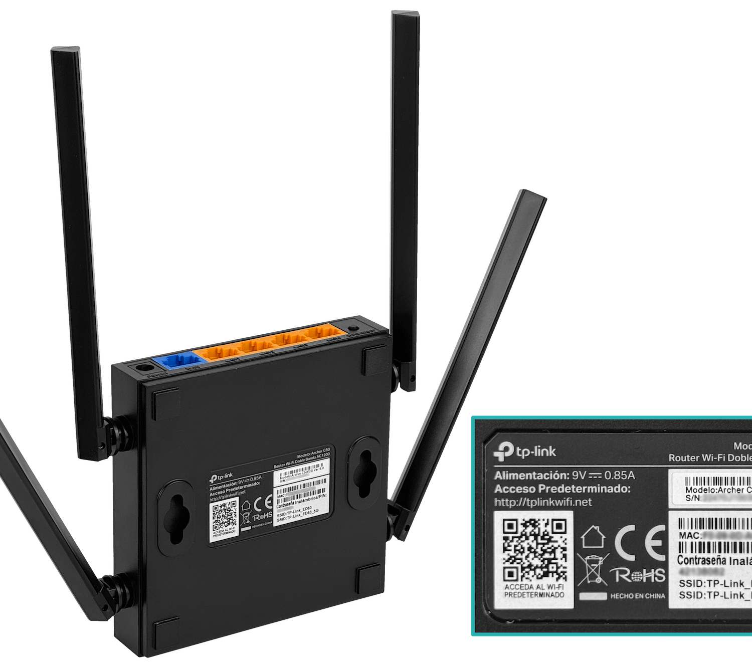 Router Wi-Fi 5 TP-Link Archer C50 - Doble Banda AC1200, Hasta 300 Mbps, 4 antenas externas 5