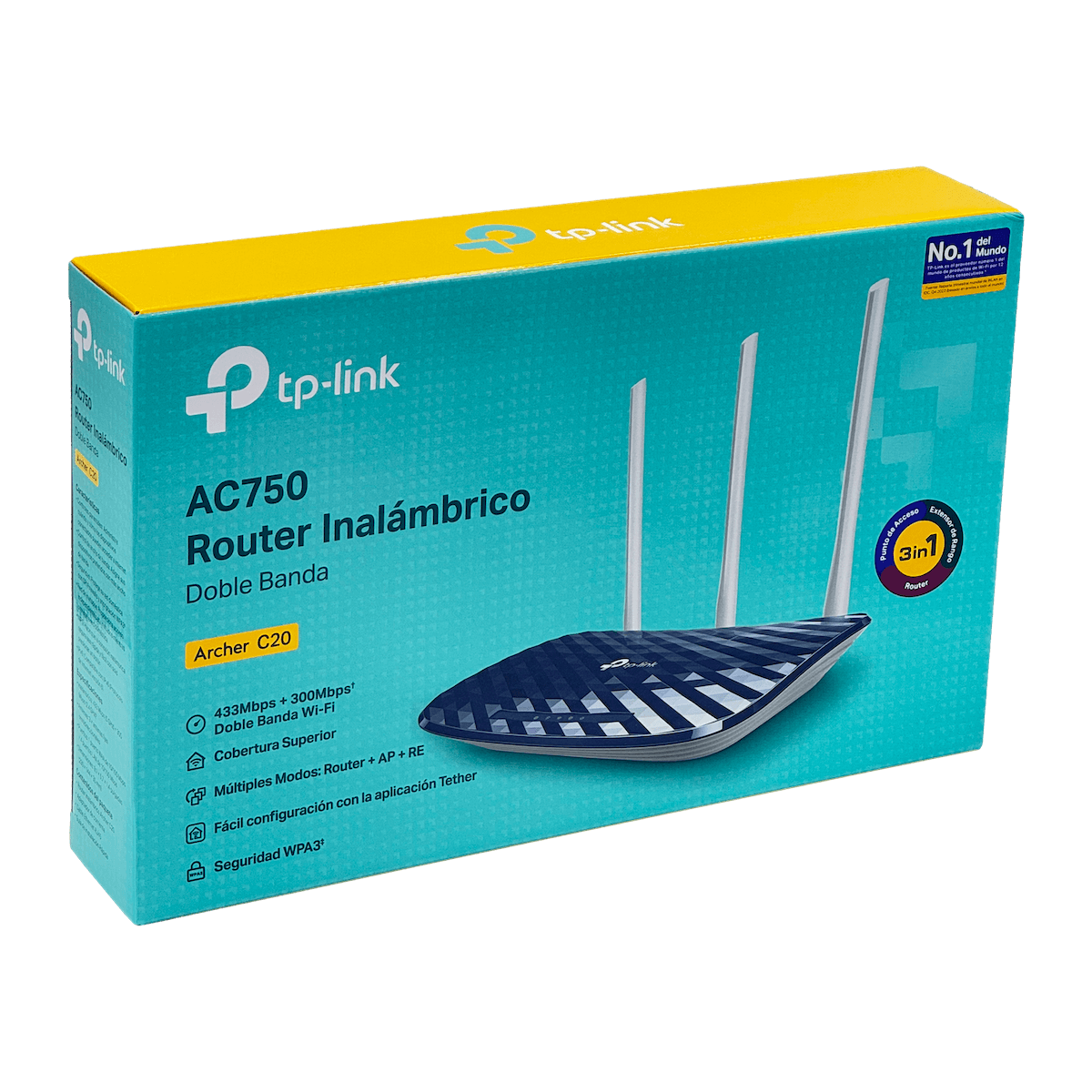 Router TP-Link Archer C20 Wi-Fi de doble banda AC750, Puerto USB 3
