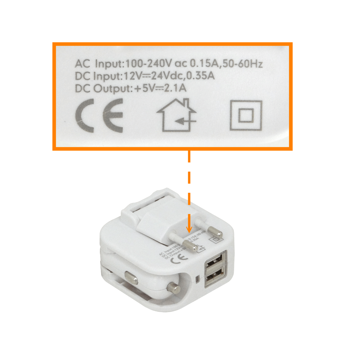 5V 2,1A 2-USB-AH Cargador 2-entradas 100-240V 12/24V-Auto req-cables 4