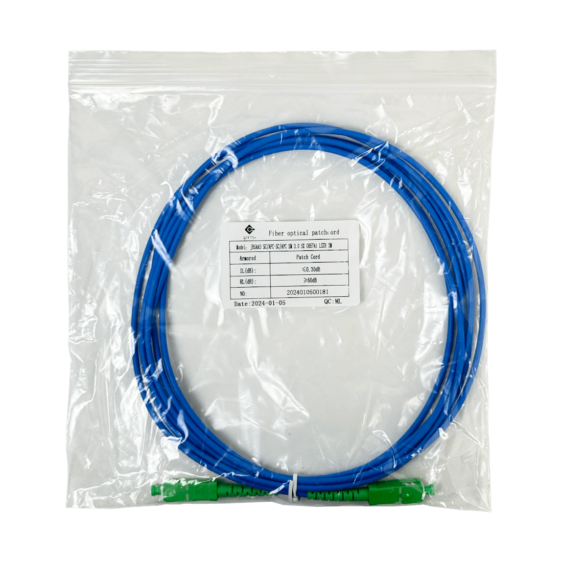 LSZH Blindado 3mt SC/APC-SC/APC SM Simplex JumperFibra 3.0mm 9/125um 1