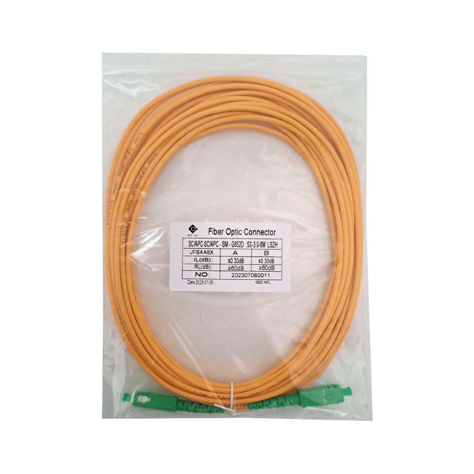 Cable fibra optica 8m SC/APC-SC/APC Monomodo SM Simplex Jumper 3.0mm 9/125um JFSAA8X 1