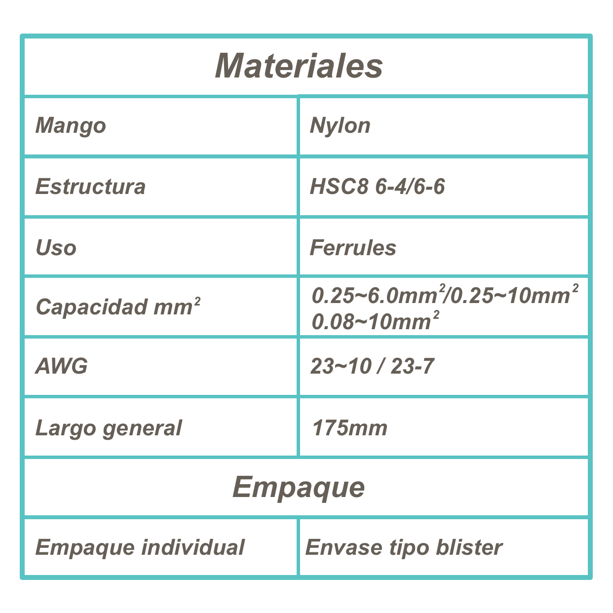 LUBAN 0,25-6mm2 Herramienta Ferrulera Crimpeadora AWG23-10 HSC8 6-4A 2