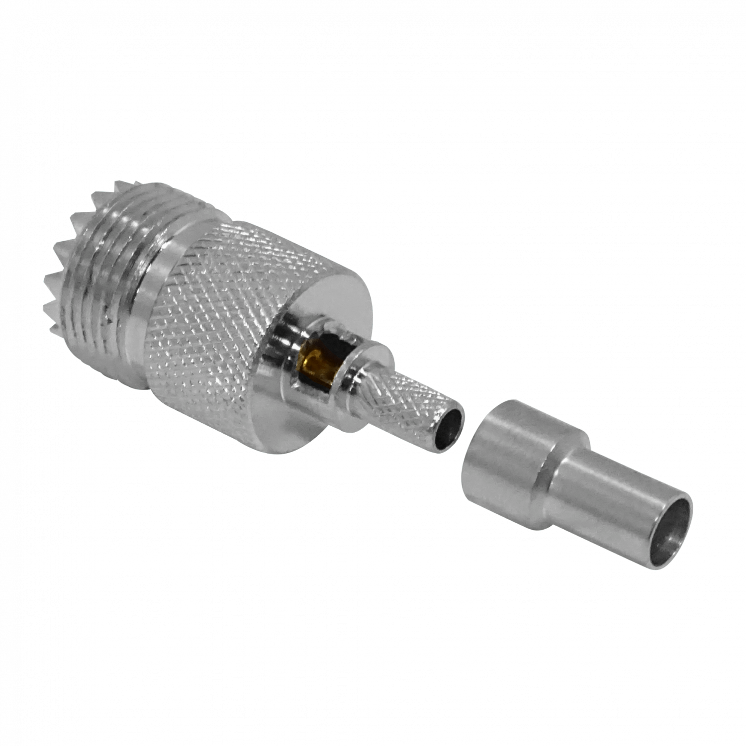 Conector UHF GENERICO UH2C hembra LMR195 PL259 crimpeable soldable CA195 1