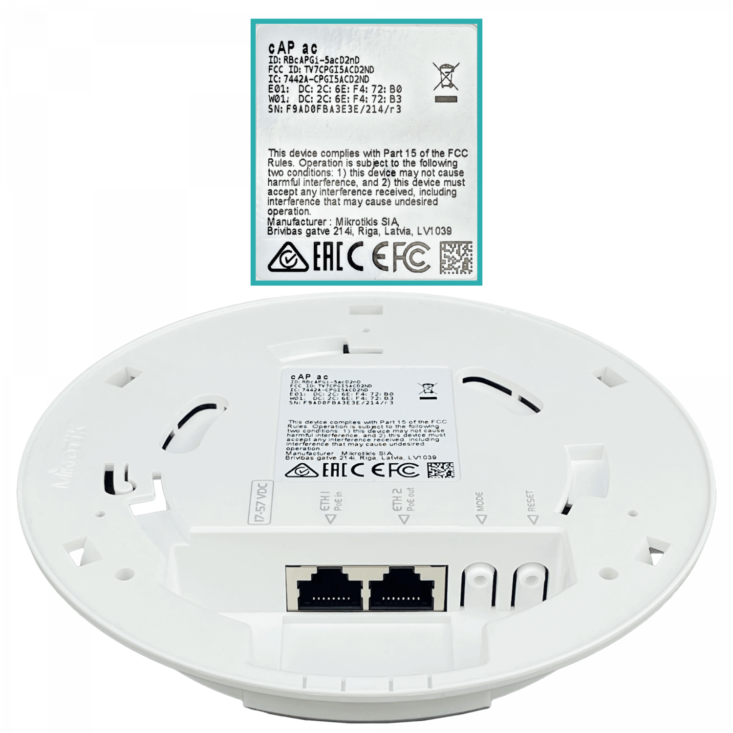 Punto de Acceso MikroTik cAP ac - Doble Banda 2.4/5 GHz, Montaje en Techo o Pared 6