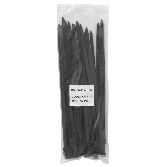 50-un 300x7,2mm Negra Amarra Plastica Nylon 7.2x300mm 1