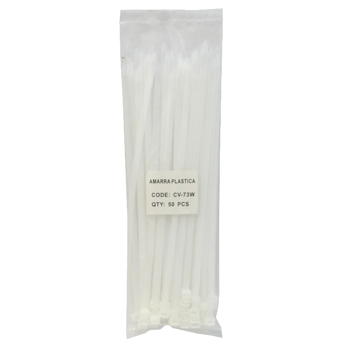 50-un 300x7,2mm Blanca Amarra Plastica Nylon 7.2x300mm 2