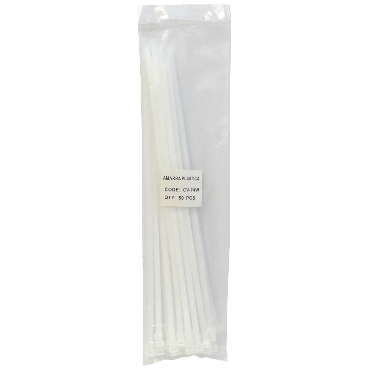 Amarra Plastica Nylon 7.2x400mm 50-un 400x7,2mm Blanca  2