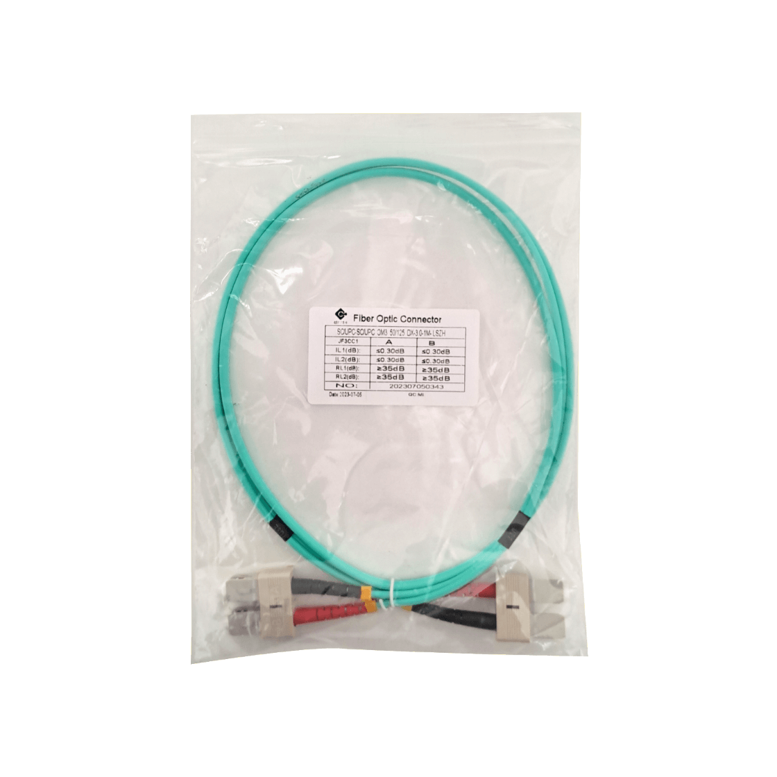 Cable Jumper de Fibra Óptica Multimodo OM3 SC-SC Duplex 1m 3.0mm LSZH - JF3CC1 3