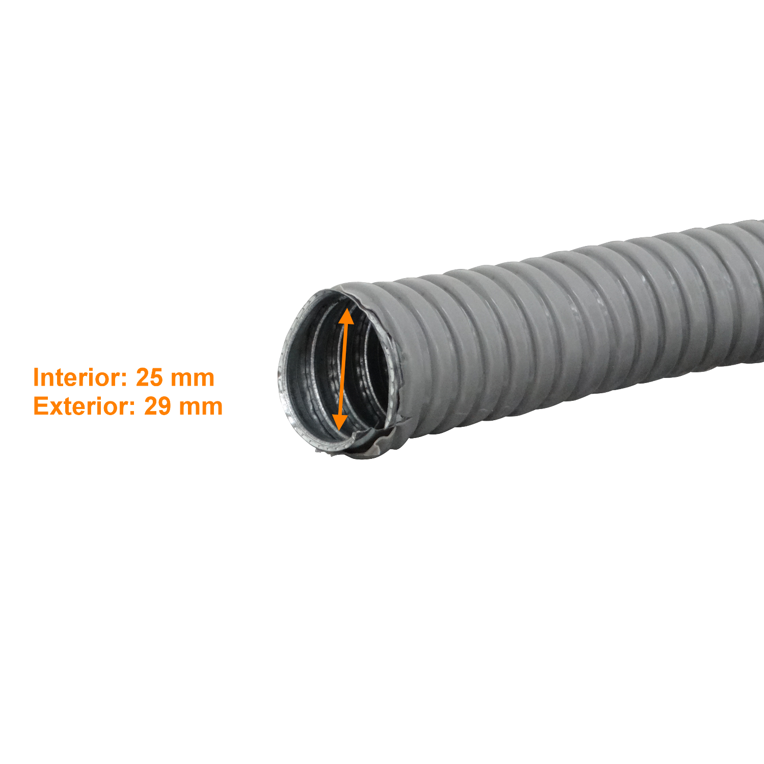 Rollo de 50m, Conduit Flexible Metálico, Cubierto en PVC, 25mm 2