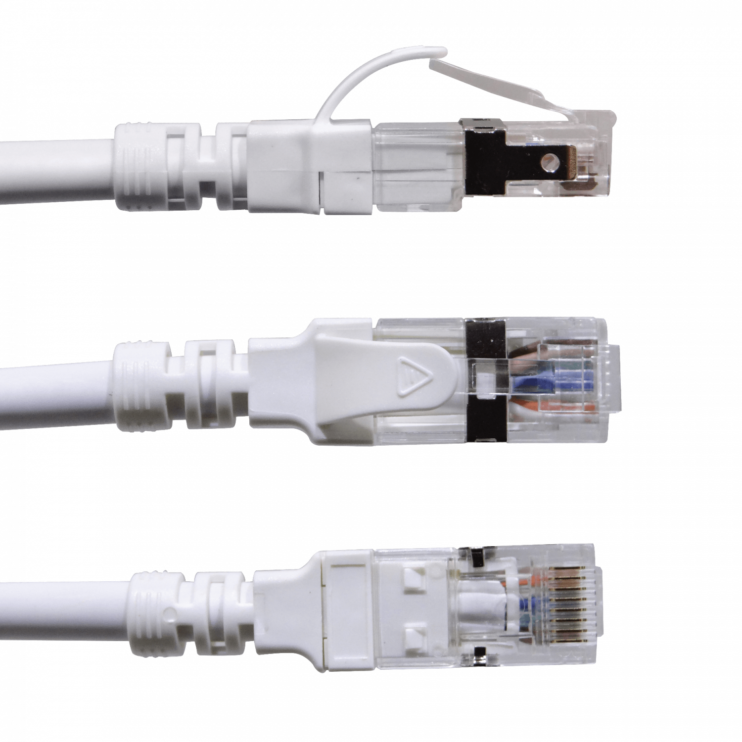 Pack x4 Cable Patch LINKMADE Cat6a U/FTP 0.5mt Blanco LSZH Inyectado Multifilar 3