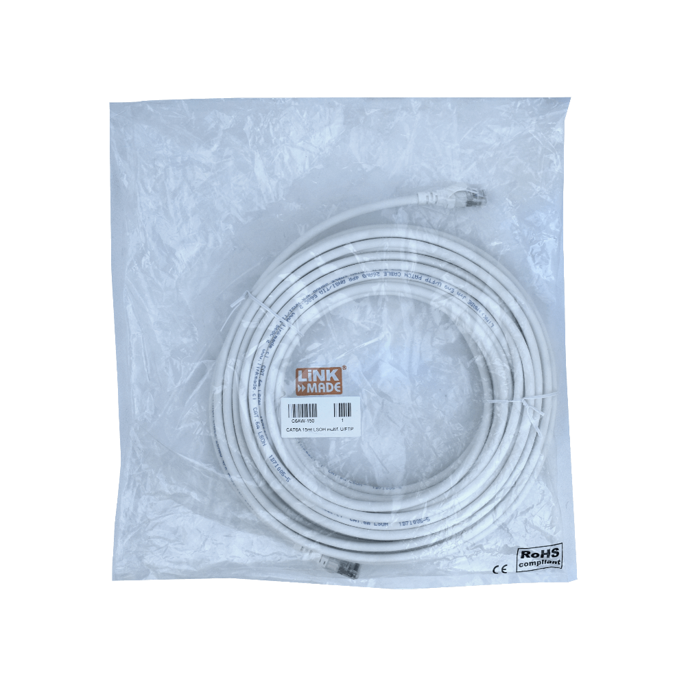 Cable Patch LINKMADE Cat6A U/FTP Blanco LSZH, 15m, Inyectado, Multifilar 1