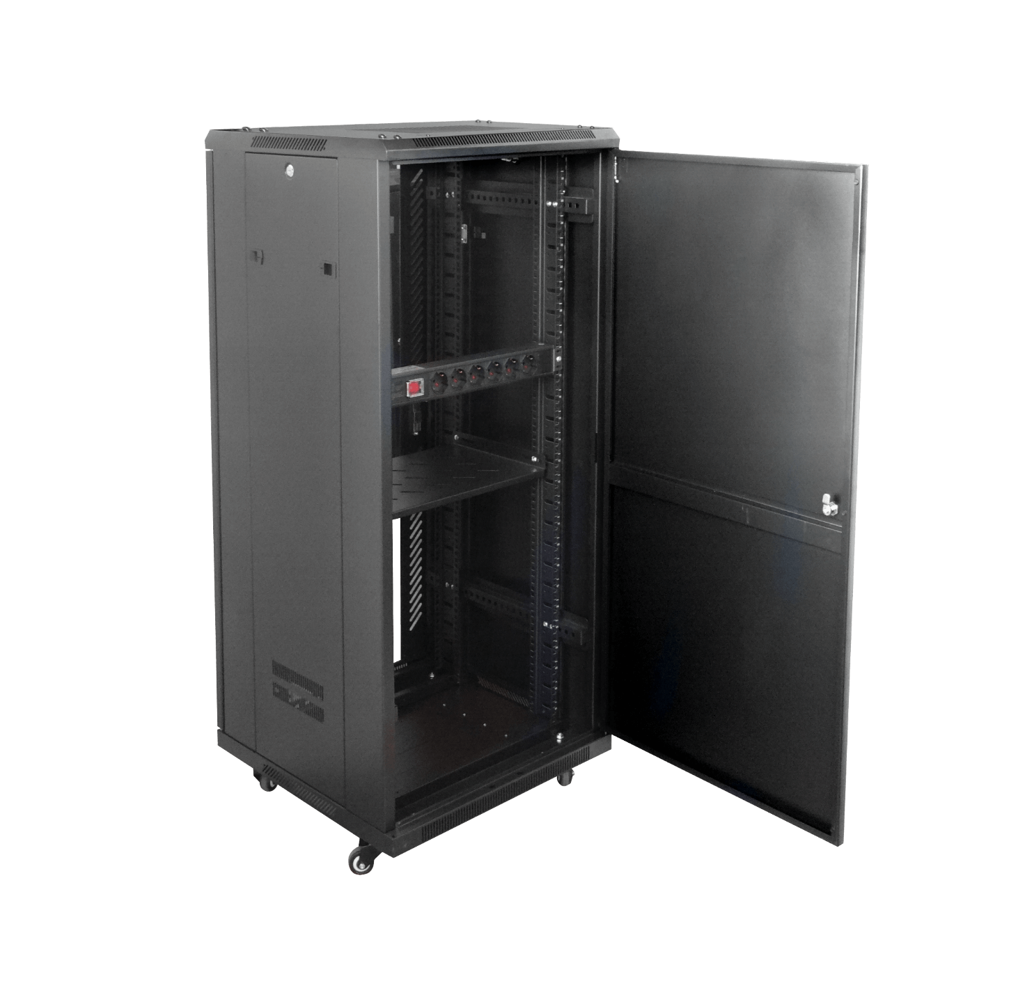 LINKMADE Vidrio 27U 600mm 60cm-Fondo Rack Turbina-PDU-Bandeja Negro 1