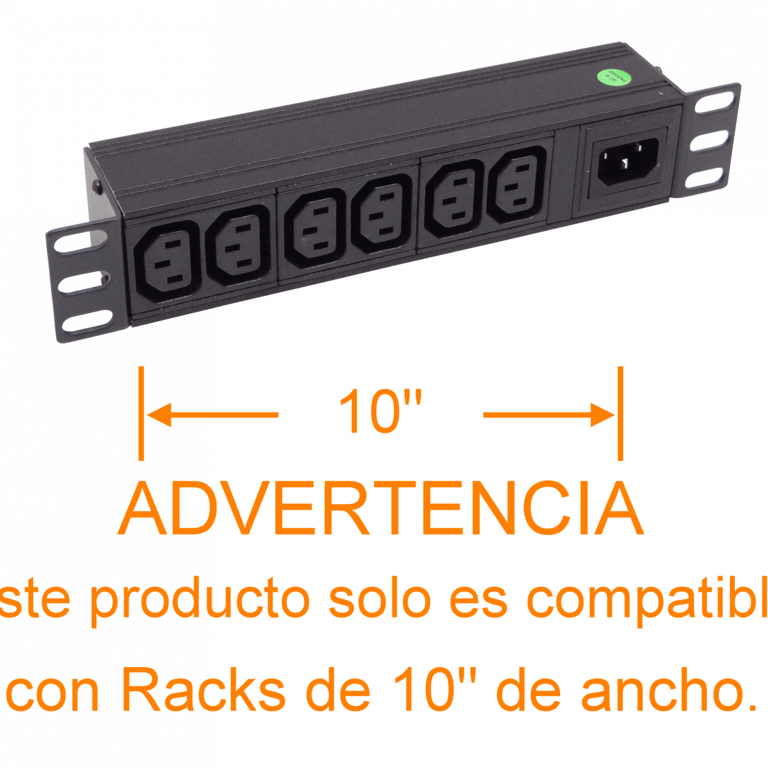 PDU 10A con 6 Enchufes Hembra C13, 1 Enchufe Macho C14, Rack 10