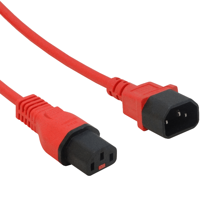 1,8mt Rojo Macho-Hembra Cable de Poder C13/C14 7A 3x0,82mm2 180cm 1