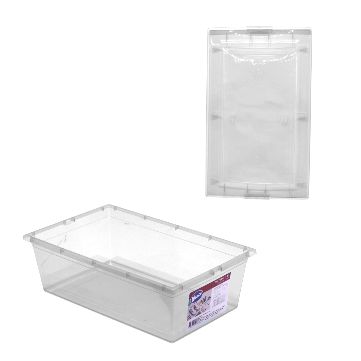 WENCO Caja c/Tapa 6Lts Transparente 21x34cm 11cm-Alt Rectangular 2