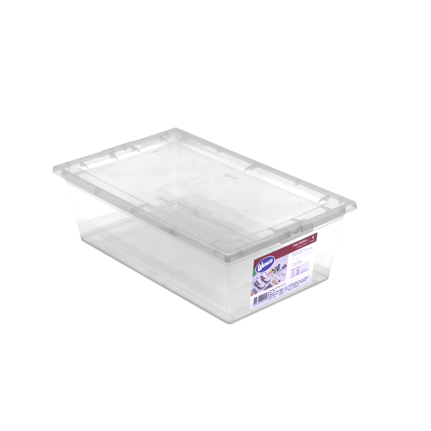 WENCO Caja c/Tapa 6Lts Transparente 21x34cm 11cm-Alt Rectangular 3