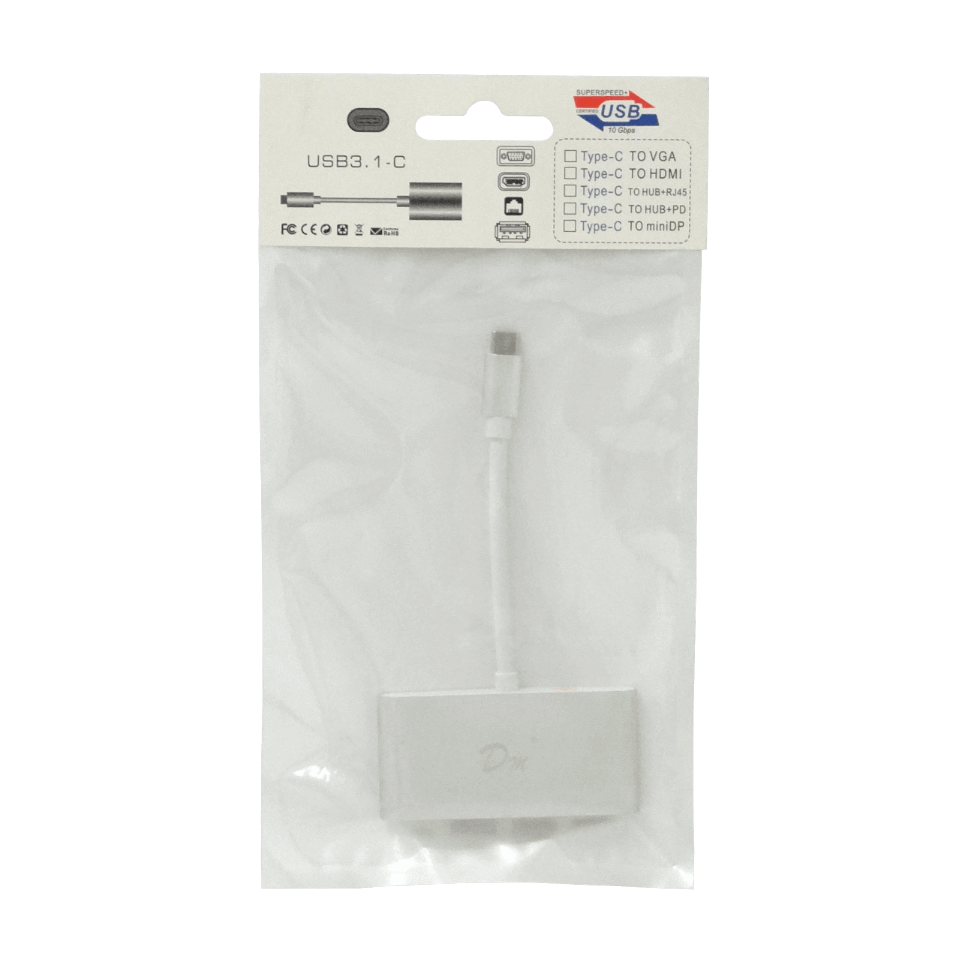 Hub USB-C a 1x USB-C + 3x USB-A, Cable 7cm, USB 3.1 Gen 1 1