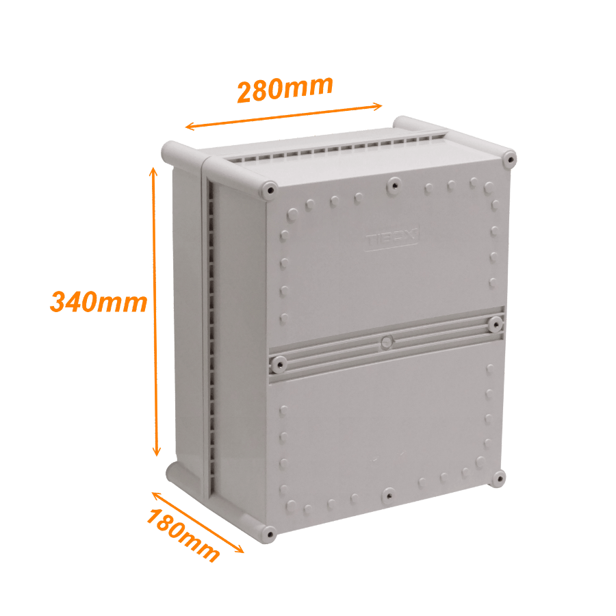 Caja Plástica TIBOX TJ-AG-3428-1, 340x280x180mm, Gris, IP66 con Placa 6