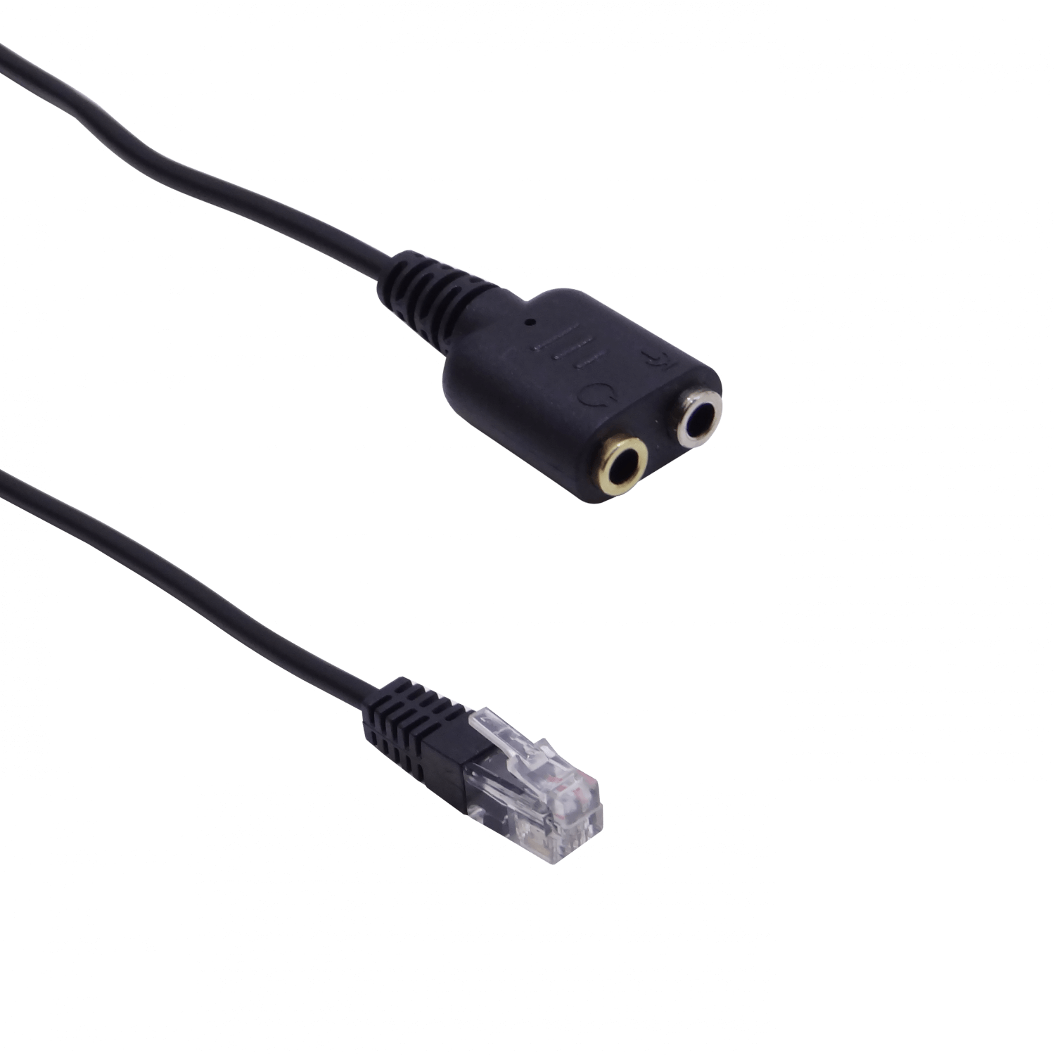RJ9-Macho a 2x3,5mm-Hembra Mic/Audif Cable 25cm para Auricular 3.5mm 2