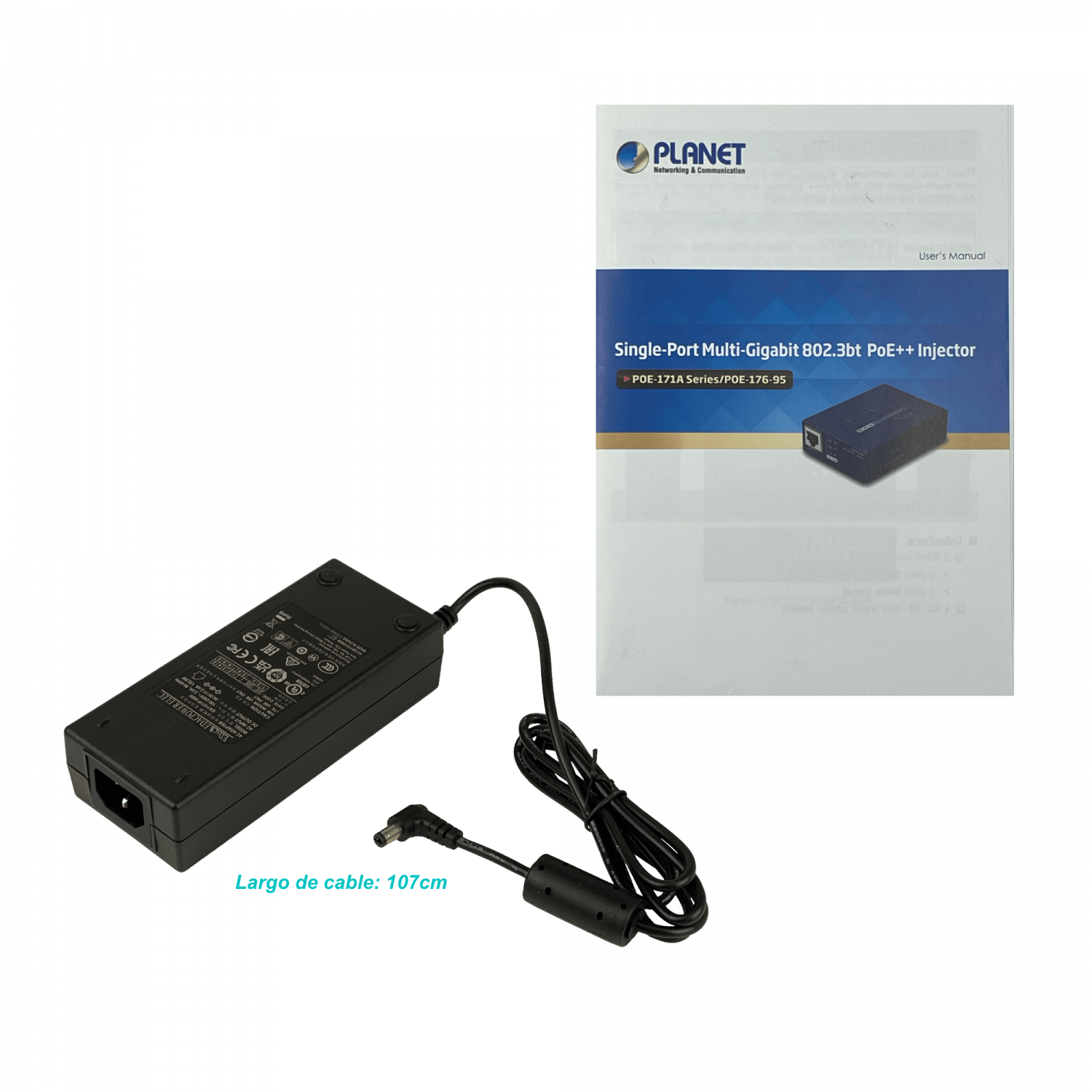 Inyector PoE Planet POE-171A-95, 95W, Soporte 802.3bt, 54V Conectividad Gigabit  8