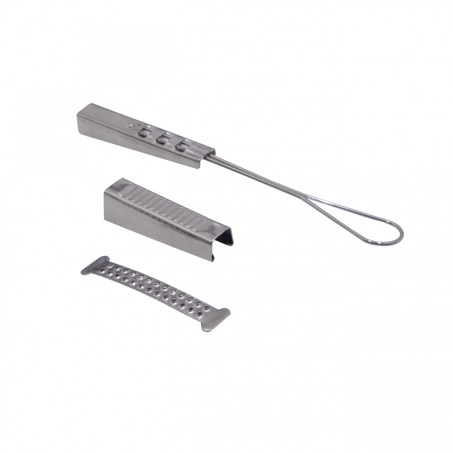 Sujecion 20cm p/cable Drop Fibra Optica en Postacion 17x18mm 3-piezas 2