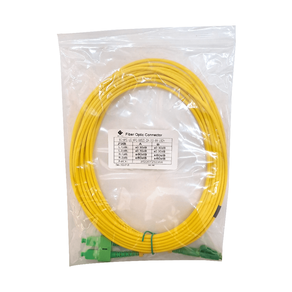 6mt SC/APC-LC/APC MonoModo SM Duplex Jumper Cable Fibra 9/125um 3mm 2