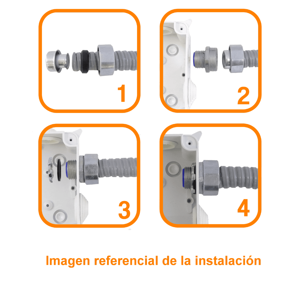 Metalico 1-Pulg Prensa Estopa para Flexible Aislacion IP65 3