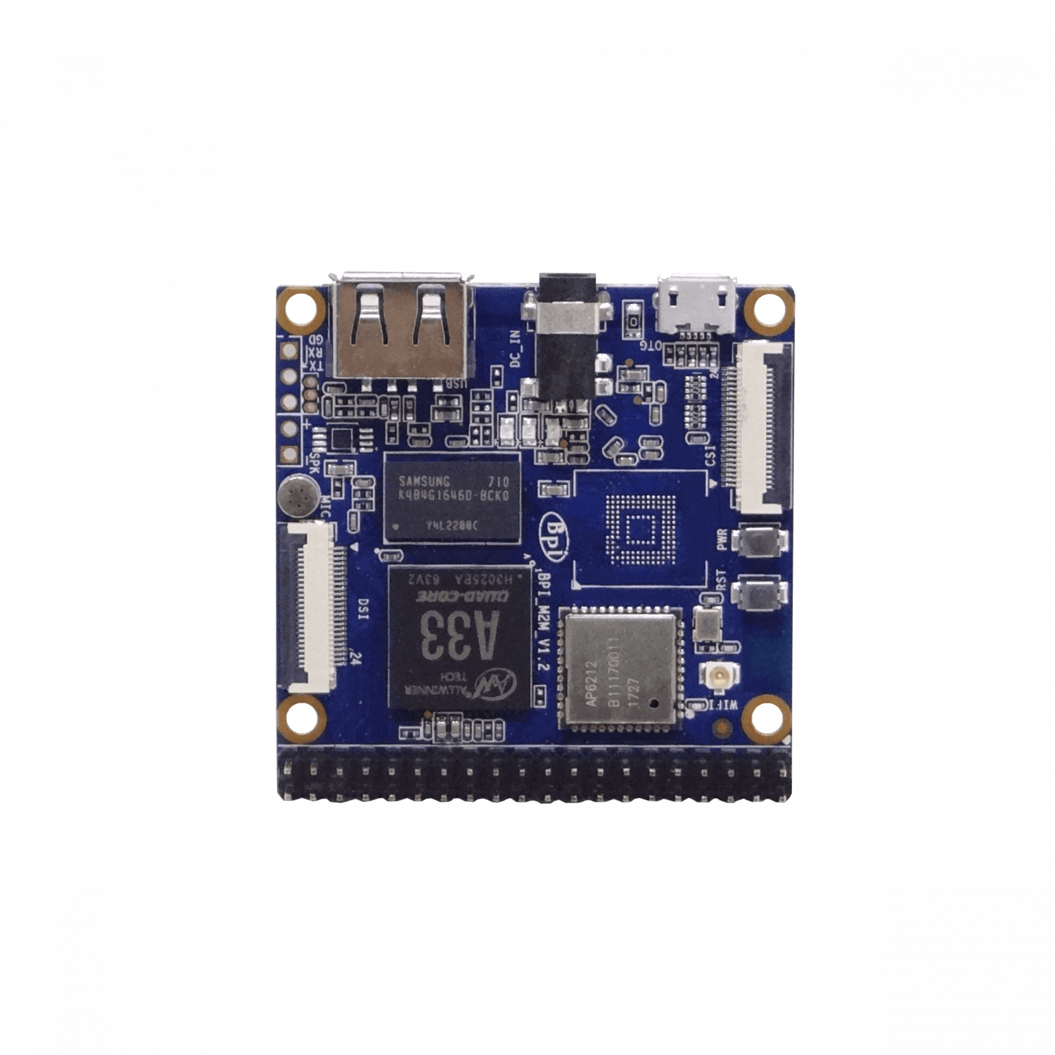 BANANAPI A33-Quad 512mb mSD eMMC req/5V-2A WiFiBT CSI DSI USB Plug-DC 5