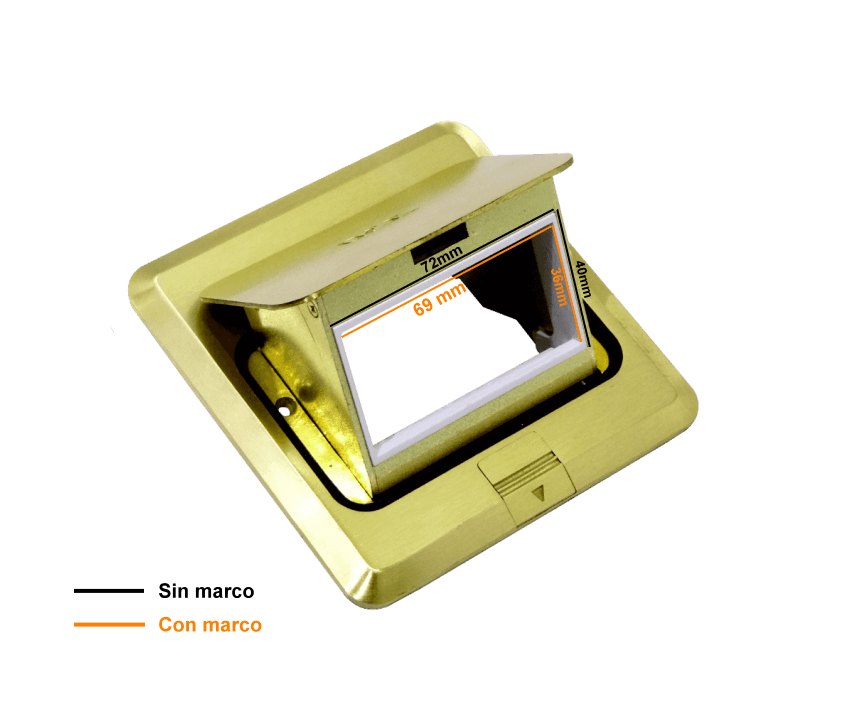 Caja de Piso RST-6P 6-RJ45 Hembra Abatible Metálica 100x100x55mm con Tapa 120x120mm 2