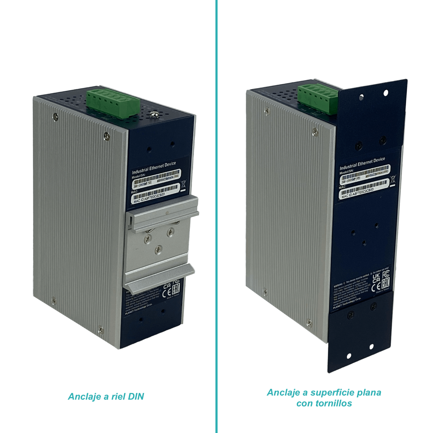 PLANET 8-1000 2-SFP Switch Industrial Admin Riel-DIN 12-48VDC 24VAC 2
