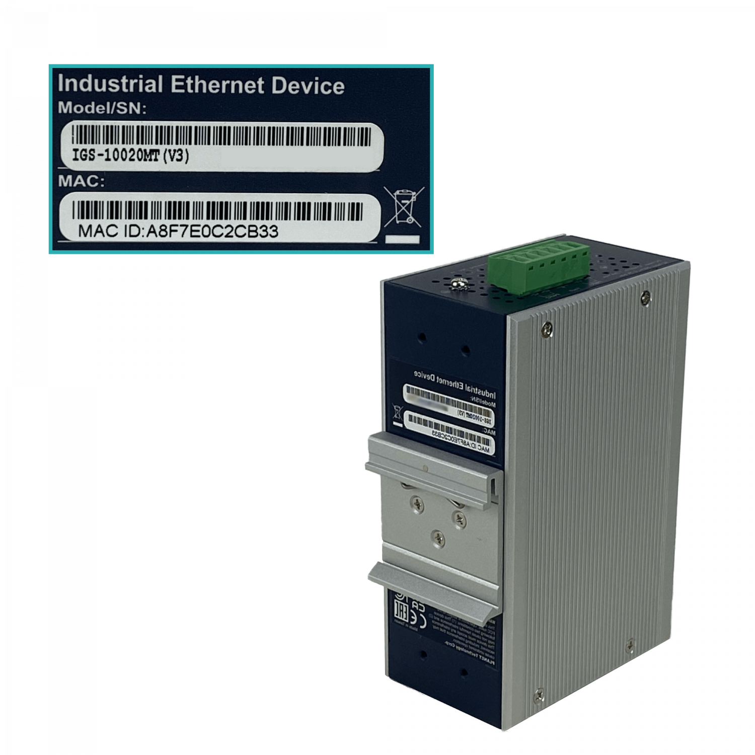 PLANET 8-1000 2-SFP Switch Industrial Admin Riel-DIN 12-48VDC 24VAC 3